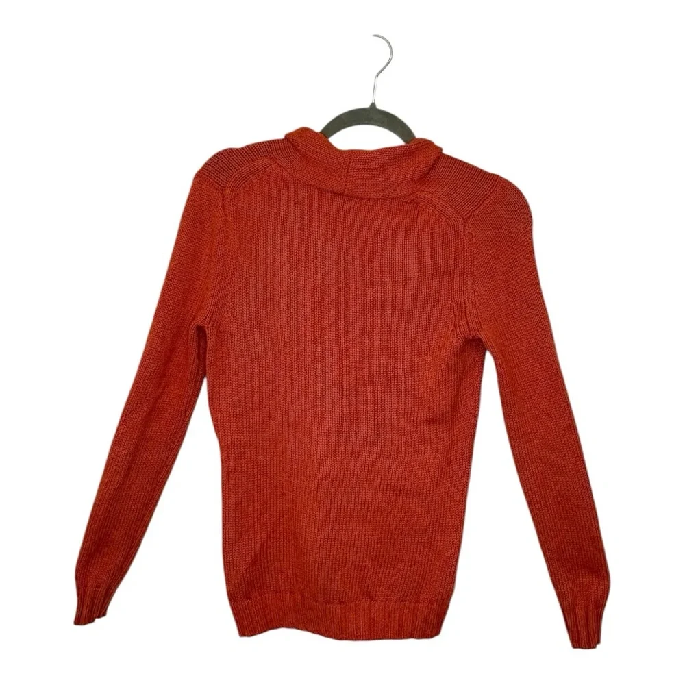 Banana Republic Coral Pink Cable Knit Sweater Hooded Preppy Cabincore Small